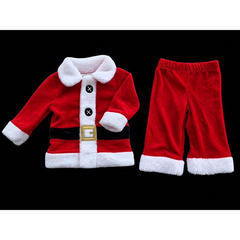 Koala Kids Santa Suit 9-12 Months Red Velvet Christmas Outfit Set